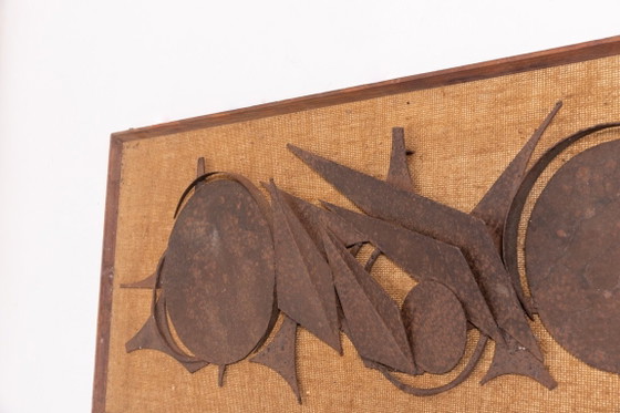 Image 1 of Brutalistische metalen wandsculptuur van Henrik Horst, Denemarken, jaren 70.