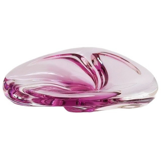 Image 1 of Antique Art Deco Fuchsia pink crystal bowl Val Saint Lambert 1930s
