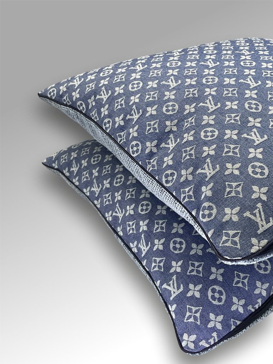 Image 1 of Louis Vuitton - Set of 2 new pillows made of Louis Vuitton cotton jeans