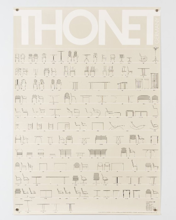 Image 1 of Thonet Furniture – 1989 – Original Vintage Advertising Poster – Bauhaus Bentwood Design – 83.7x59.5 cm