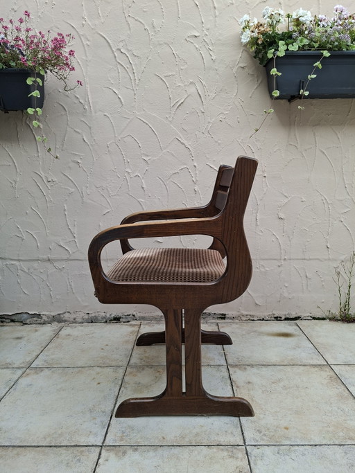 Brutalist wooden armchair
