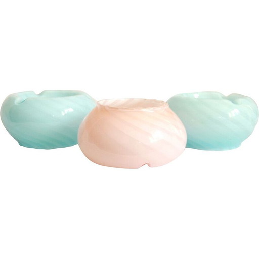 Vintage Caramella Roze Werveling Murano Glazen Asbakvaas, Italië 1970