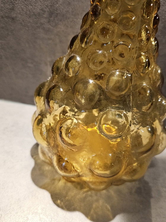 Image 1 of Jarra Empoli de cristal ámbar, años 60.