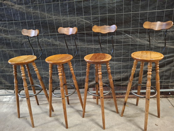 Image 1 of 4x Bar stool bar chair stool vintage design