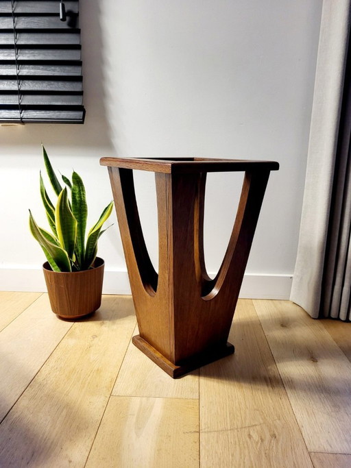 Vintage houten paraplubak – mid-century design (jaren 60)