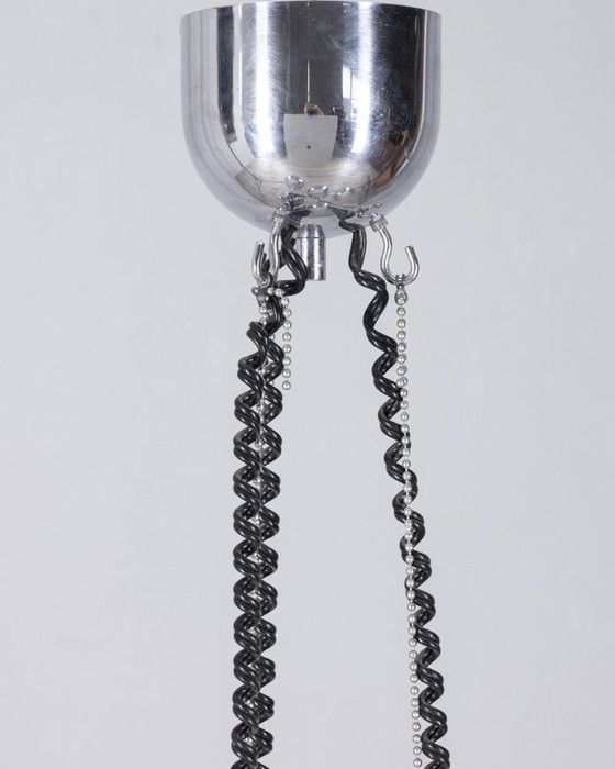 Image 1 of Lustre vintage des années 70 en métal chromé design Goffredo Reggiani