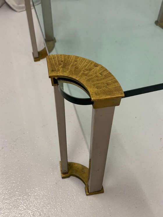 Image 1 of Tavolino da caffè vintage in bronzo e vetro di Peter Ghyczy, Germania anni '70