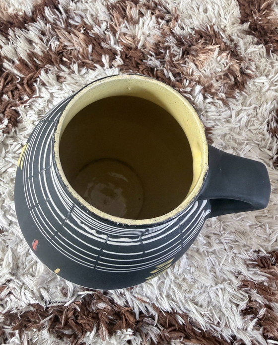 Vaso vintage Scheurich Keramik, decoro grafico, 35 cm, Scheurich W-Germany, Vasi, Ceramica, Nero (foto 11 di 12)