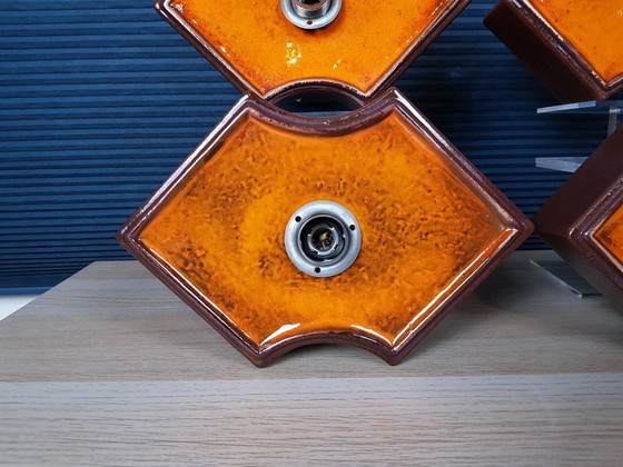 Image 1 of Satz von 4 Keramik-Wandlampen, Pan Keramik-Wandlampen 1970er Jahre