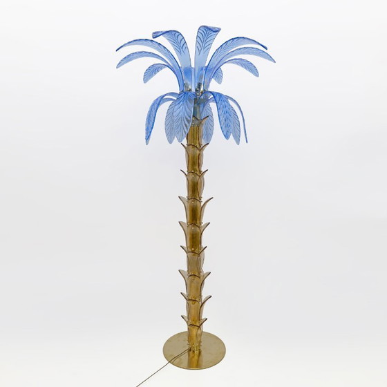 Image 1 of Mid-Century Modern Murano Glass and Brass Palm Tree Floor Lamp