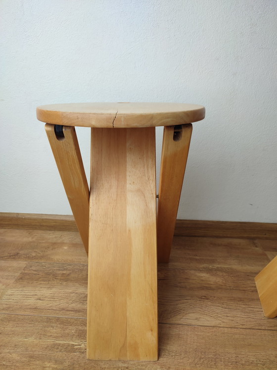 Image 1 of Stool Suzy Adrian Reed wood foldable and wall-mountable 2 x Princess Design '80