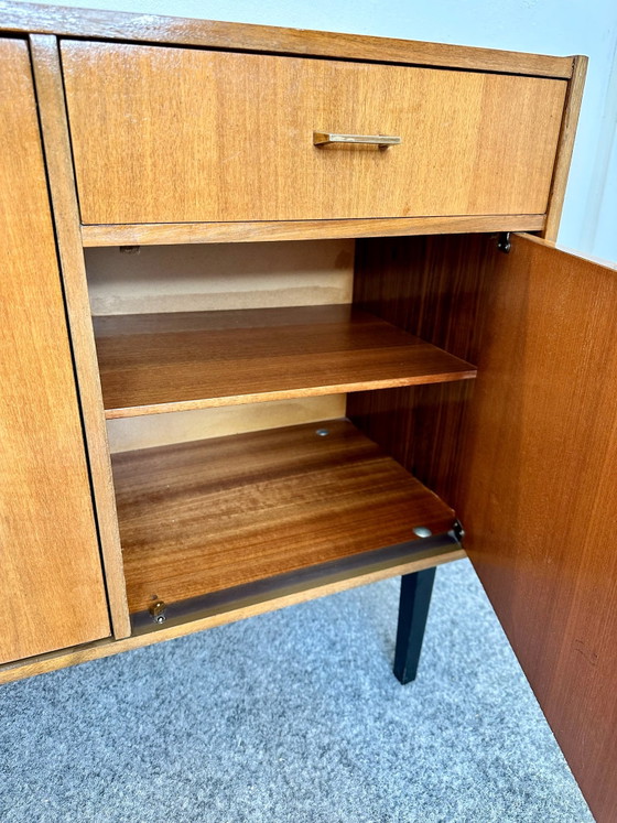 Credenza Mid Century Impiallacciatura Teak Cassettiere Anni '50 '60 Vintage, Legno, Marrone (foto 5 di 13)