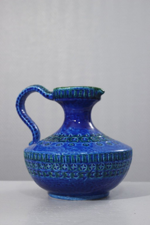 Vase Bitossi Aldo Londi Rimini Blu Vintage Ceramic 1970s Italy