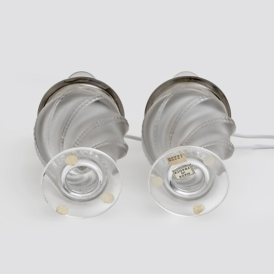 Image 1 of Pair of lamps - "Ermenonville" signed Lalique - Crystal, vintage 1960s