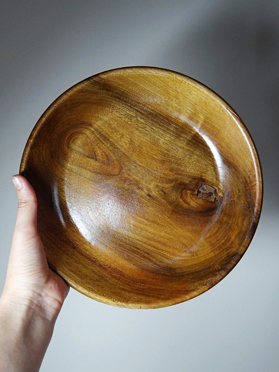 Image 1 of Coupe en bois teck ou acacia, vintage artisanat années 70-2000