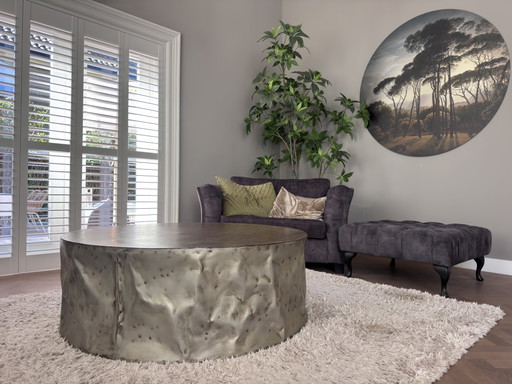 Exklusiver Designer-Couchtisch – Industrieller Luxus – Neuwertig – salontafels, Aluminium, Wood
