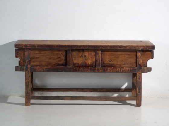 Antique console table in elm wood – China, circa 1900 – Brass (photo 25 of 40)