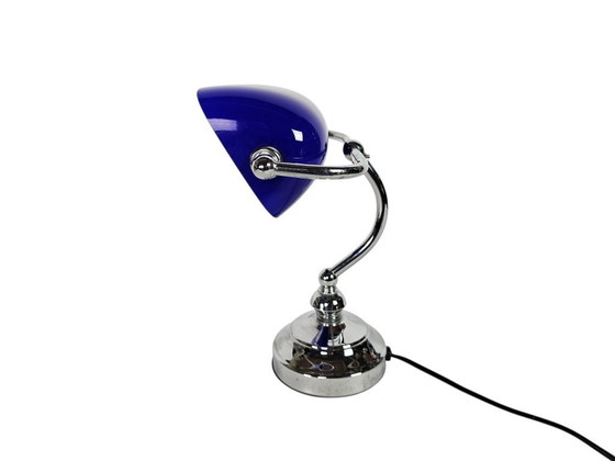 Image 1 of Lampe de banquier - style Tiffany - métal - opaline - années 90