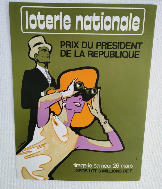 Image 1 of Nueve carteles ilustrados de la lotería nacional francesa de la década de 1970