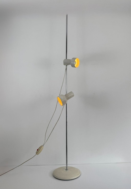 Vintage-Stehlampe, verstellbar, Chrom und beigefarbenes ABS-Kunststoffgehäuse, Frankreich, 1970