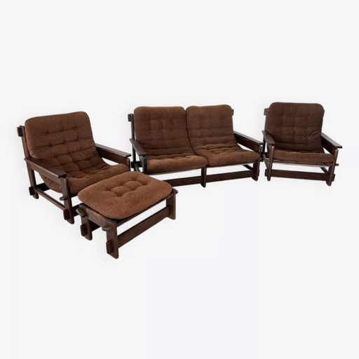 Canapé, Deux Fauteuils Et Un Ottoman Scandinaves, Années 60