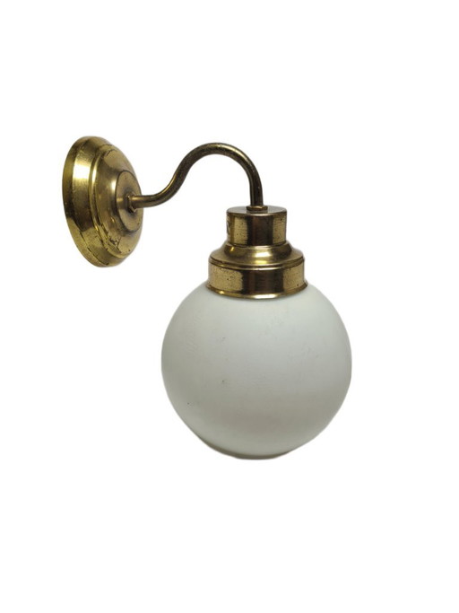 Art Deco wandlamp, Polen, jaren 1950 – wandlampen, Glass, Brass (photo 2 of 8)