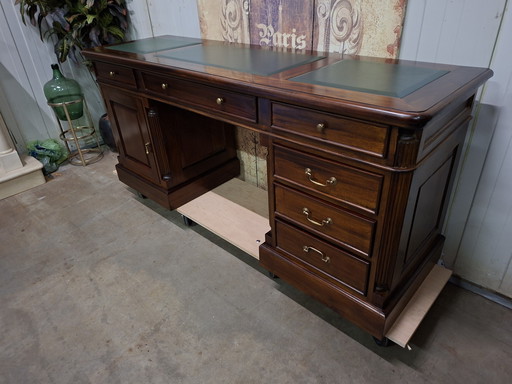 Escritorio clásico inglés, mesa de escritura, modelo único de pared estrecha, dimensiones: 180 x 56 cm y 78 cm de alto.