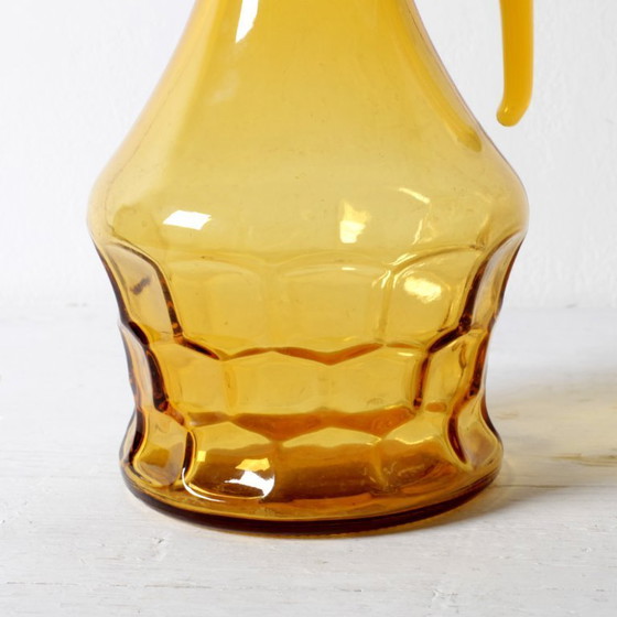 Image 1 of Rara brocca vintage di design in vetro ambrato italiano / Brocca di metà secolo / Italia / Anni '70