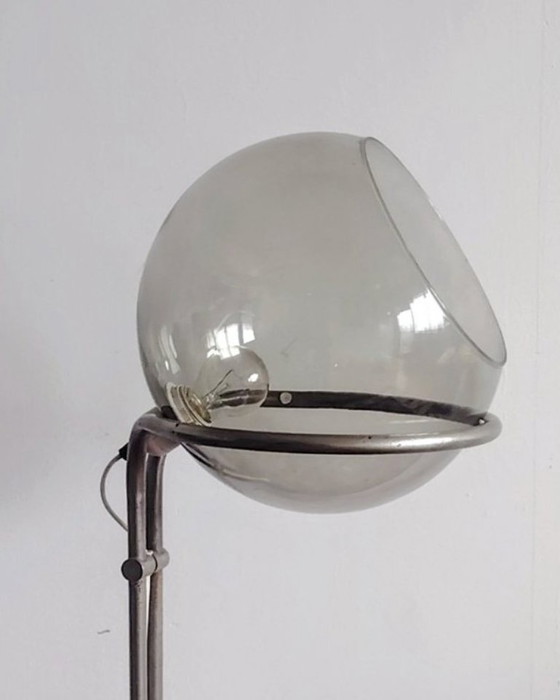 Image 1 of Modernist bauhaus glass ball floor lamp. Designer: Házi Tibor