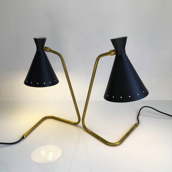 Image 1 of Een paar Cocotte-lampen, design uit de jaren 1950.