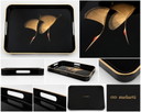 Vintage Melarti lacquer tray with hand-painted golden cranes