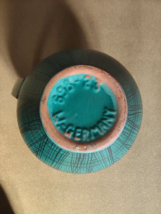 Image 1 of Carstens Tönnieshof handle vase 698-23 green with black stripes