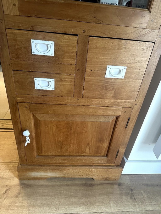 Display cabinet made of teak wood