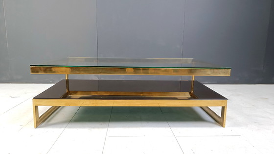 Image 1 of Table basse vintage à deux étages en belgochrome 23kt, 1970