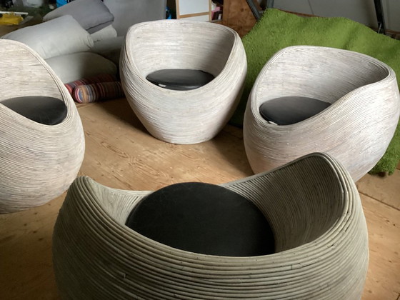 Image 1 of Habitat "Sarang" Rotan Pod Chairs  ‘80 (Set van 4) mid century style