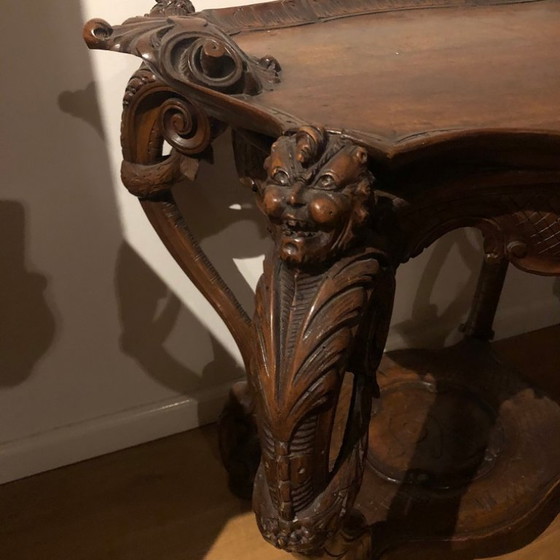 Image 1 of Mesa neorrenacentista con bandeja, italiana, siglo XIX, nogal macizo