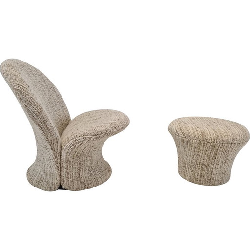 Fauteuil et repose-pieds vintage modèle F572 par Pierre Paulin pour Artifort, 1967