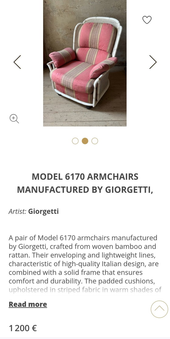 Grande Poltrona Giorgetti Finto Bambù con Orecchie – Poltrone, Rattan, Textile (photo 7 of 8)