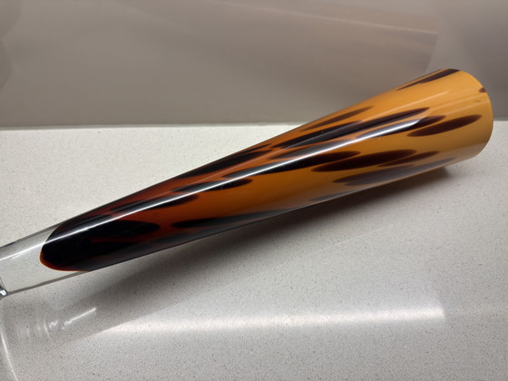 Image 1 of XL Murano Glass Vase – Firework Design in Amber & Brown – 55cm