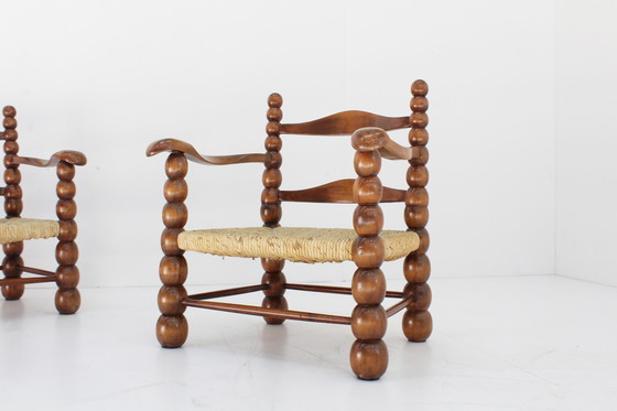 Image 1 of Fauteuils vintage en fuseau Charles Dudouyt 1940s