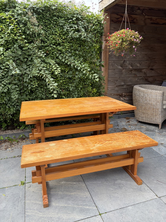 Set da pranzo vintage Wabi Sabi in pino stile Perriand anni Settanta – Wood (photo 5 of 8)