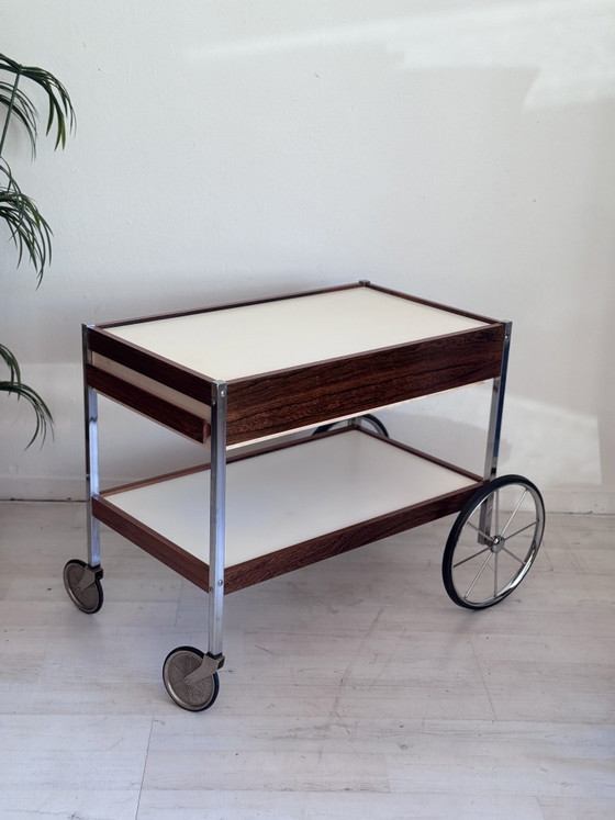 Vintage Bauhaus trolley barcart serveerwagen jaren 60 – Chrome, Wood (photo 9 of 15)