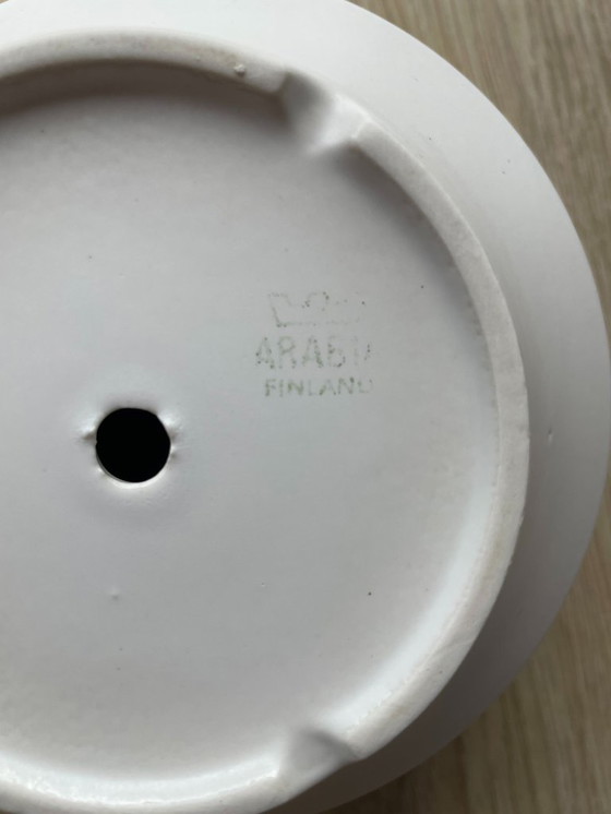 Image 1 of Vari vasi da fiori beige vintage, Arabia con piattino, Richard Lindh