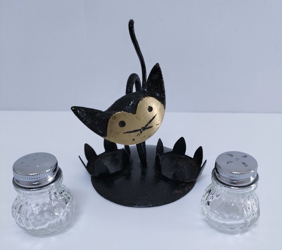 Image 1 of Set di saliera e pepiera a forma di gatto degli anni '60