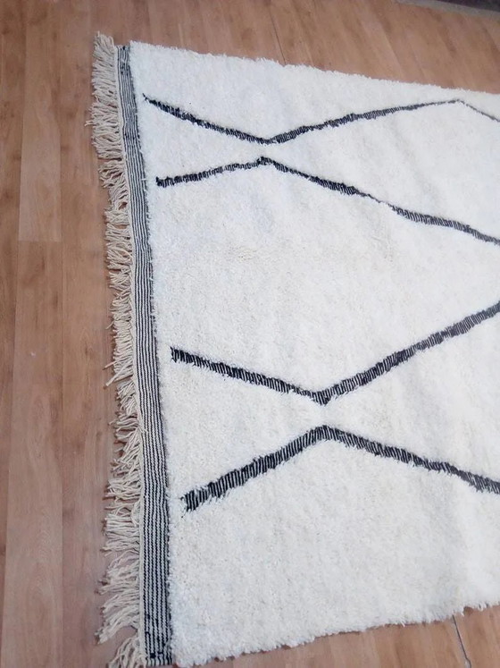 Handwoven Moroccan rug in Beni Ourain style - Long pile - 100% wool - 244 x 179 cm – Rugs & carpets, Cotton (photo 8 of 9)