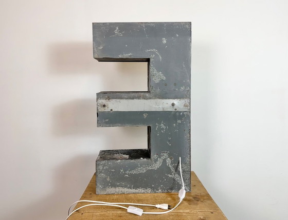 Image 1 of Large Vintage Illuminated Advertising Letter E , 1960s