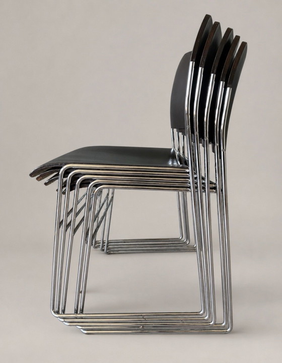 Image 1 of 5x Howe 40/4 stoelen – David Rowlan, Donker Bruin, Hout