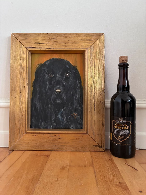 Vintage original dog portrait oil painting, signed animal art – Paintings & Drawings, Wood, Canvas (photo 16 of 20)