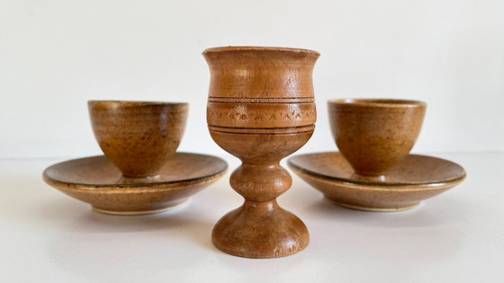 Ceramic and Wood EGG CUPS VINTAGE – Crockery (photo 3 of 15)