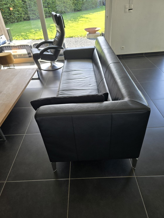 Rolf Benz 3-Seater Black Leather – Sofas, Metal (photo 4 of 7)